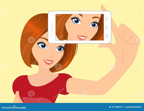 redhair girl is taking selfie cartoon vector 41189931