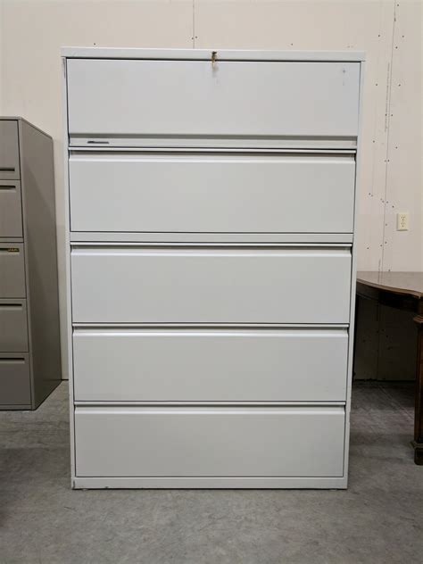 67h x 30w x 19.25d. Hon 5 Drawer Putty Lateral File Cabinet - 42 Inch Wide