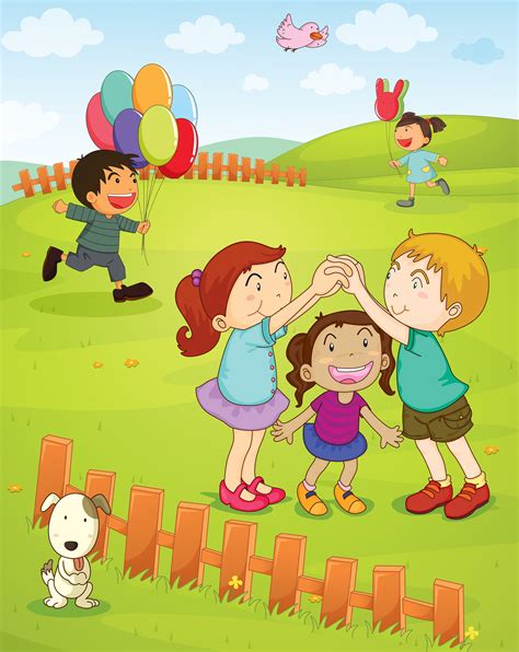 Kids Playing In The Park 522801 Vector Art At Vecteezy