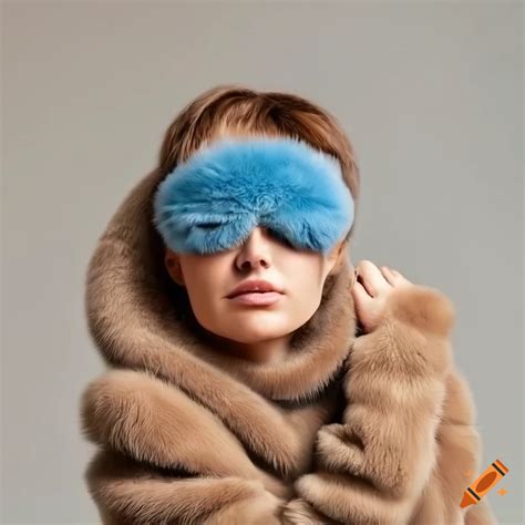 Woman Wearing A Fur Pullover And Sleep Mask
