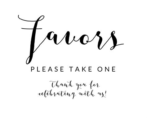 Free Black And White Printable Wedding Favors Sign Instant Download