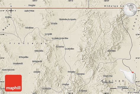 Shaded Relief Map Of Agua Prieta