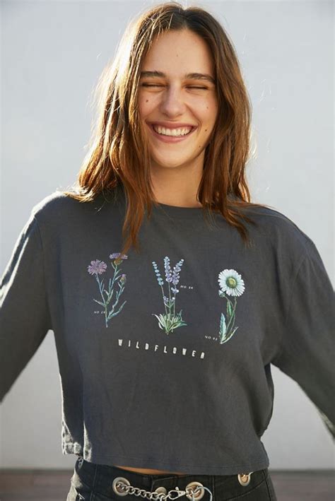 Wildflower Embroidered Long Sleeve Tee Urban Outfitters Long Sleeve
