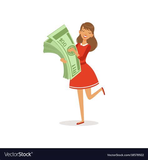 Beautiful Happy Young Successful Rich Woman Vector Image