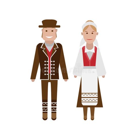 Norwegian National Costume Stock Vector Illustration Of People 33410974