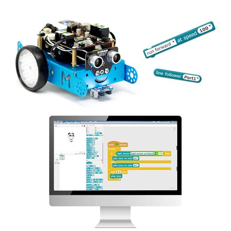 Mbot is a steam education robot for beginners, that makes teaching and learning robot programming simple and fun. mBot V1.1-Blue (2.4G Version) #MB-mBot-2.4