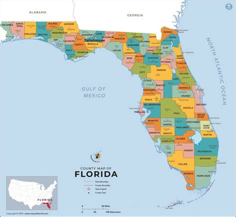 Florida State Map With Cities Florida County Map Map Of Florida