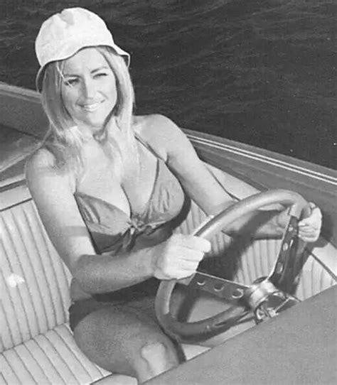 Linda Vaughn Bikini Piloting A Boat Linda