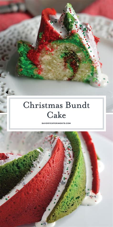 In a large bowl with a hand mixer, beat together butter and sugar until light and fluffy. Christmas Bundt Cake is a delicious vanilla pound cake tinted with red and green swirls with a ...