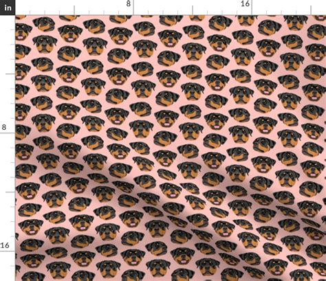 Rottweiler Faces Pink Fabric Spoonflower