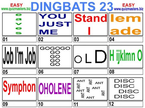 Dingbats Answers Dingbats Quiz 17 Find The Answers To Printable