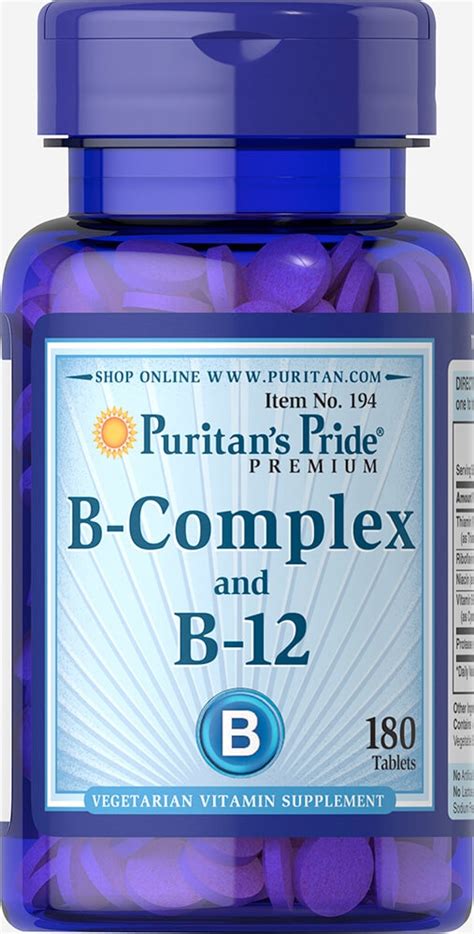 Vitamin B Complex And Vitamin B 12 180 Tablets 194 Puritans Pride