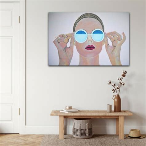 Extra Large Painting Girl With Sunglasses 140 X 90 X 5 Cm Acrylic Painting By Alexandra