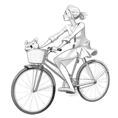 Soft1you Girl Riding A Bike Drawing