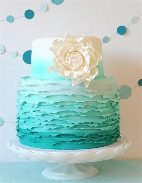 Tiffany Turquoise Wedding Theme Ombre Wedding Cake