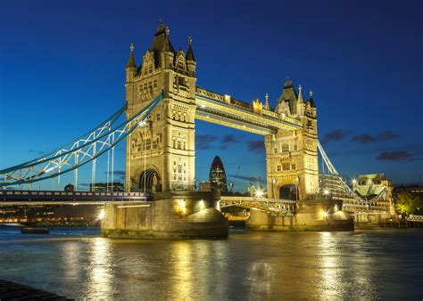 United Kingdom River Bridge London Street Lights Night Cities