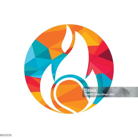 Fire And Tennis Ball Logo Icon Design Template向量圖形及更多網球 球拍運動圖片 網球