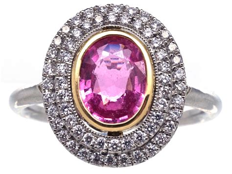 Platinum Pink Sapphire And Diamond Oval Cluster Ring 840g The