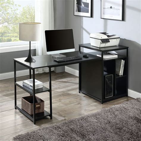 Home Office Computer Desk With Storage Shelf Cpu Storage Space And