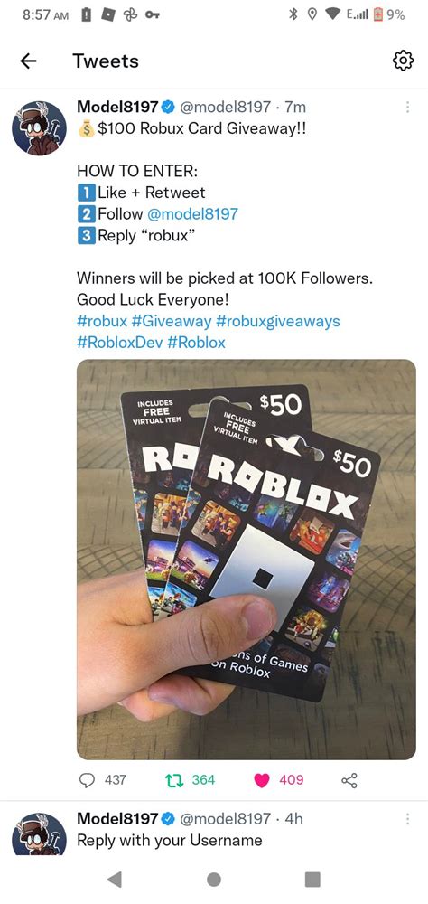 Model8197 On Twitter 💰100 Robux Card Giveaway How To Enter