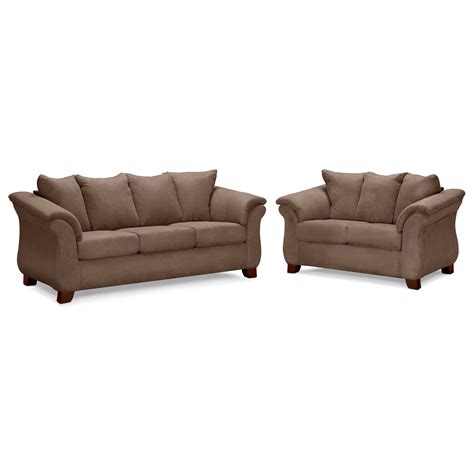 Adrian Sofa And Loveseat Set Taupe Value City Furniture And Mattresses