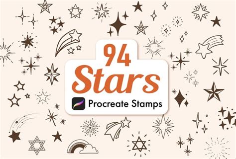 94 Star Procreate Brushes Star Stamp Brushes Cute Decorative Etsy