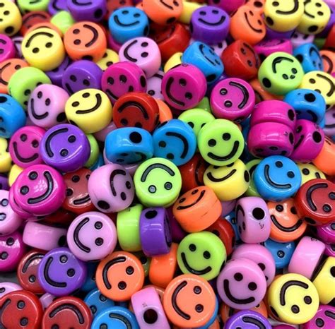 7mm X 4mm Beads Smiley Face Beads Spacer Multicolor Beads Etsy Uk