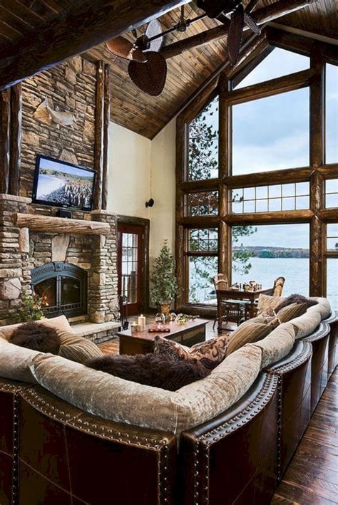 Decorating 49 Superb Cozy And Rustic Cabin Style Living Rooms Ideas