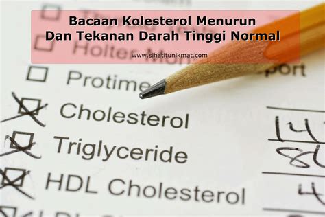 Tiada apa yang perlu dilakukan melainkan untuk menjaga kesihatan anda sebaiknya. Bacaan Kolesterol Menurun Dan Tekanan Darah Tinggi Normal ...