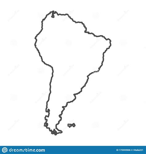 South America Outline World Map Vector Illustration Isolated On White