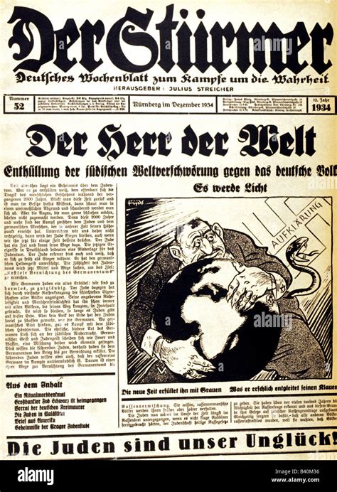 Nationalsozialismusnationalsozialismus Presse Zeitung Der Stürmer Nummer 52 Nürnberg