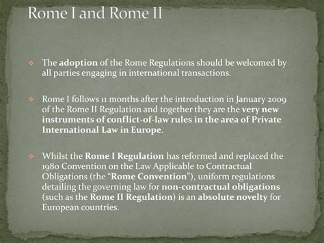 Such duty is fixed by law and people are accepted to abide by such duty when they. PPT - ROME I AND ROME II REGULATIONS PowerPoint Presentation, free download - ID:1750281
