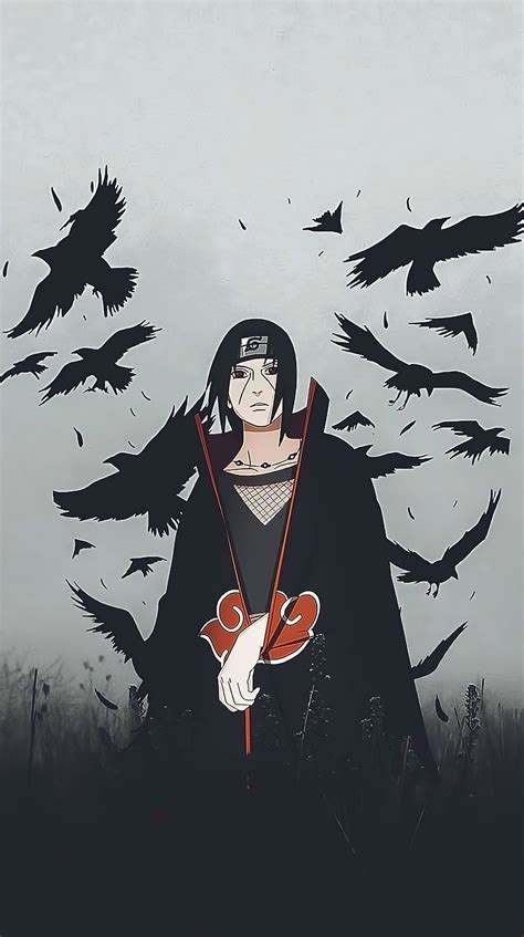 Free Download Itachi Uchiha Crows And Roses 4k Vertical Wallpaper