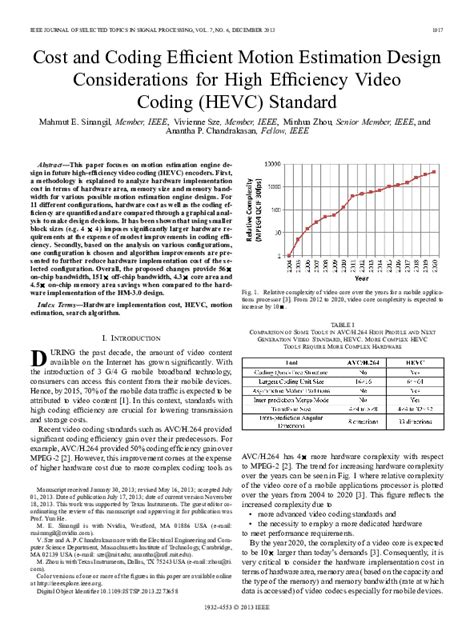 Pdf Cost And Coding Efficient Motion Estimation Design Considerations
