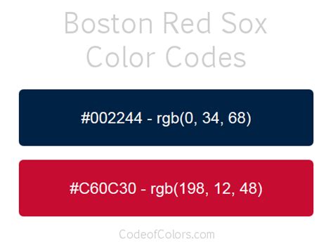 Boston Red Sox Colors Hex And Rgb Color Codes