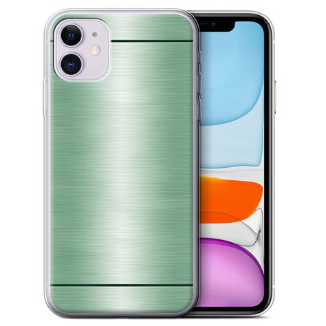 Stuff4 Gel Tpu Casecover For Apple Iphone 11greenbrushed Metal