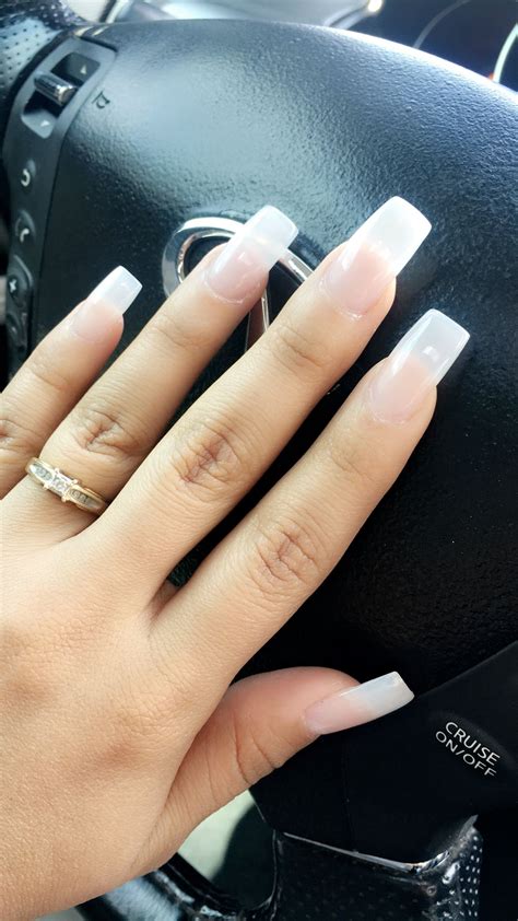 Natural Looking Nails In Love With Them Acrylic Square Shape Clear Powder And Clear Ge