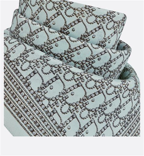 Dior Oblique Strass Bandana Light Blue And Silver Tone Silk Dior