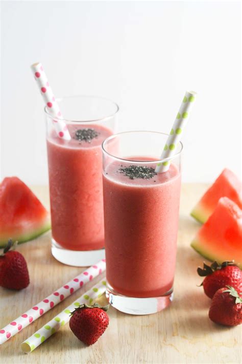 Strawberry Watermelon Smoothie Vegan Dairy Free Gluten Free 3 Ingredients Lauren Kelly