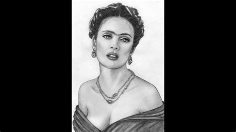 Salma As Frida Kahlo Signeroxy2000 Pencil Drawing