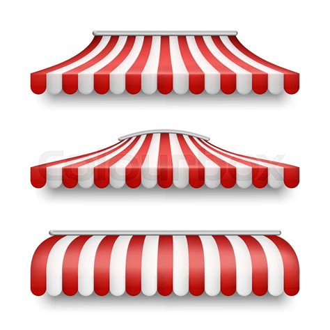 Vector Realistic Set Of Striped Awnings For Shops Stock Vector