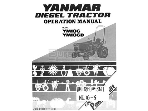 Yanmar Ym186 Operation Manual Printed Hard Copy