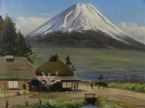 Japanese Impressionist Art Mt Fuji Landscape Painting Signed Nobuo