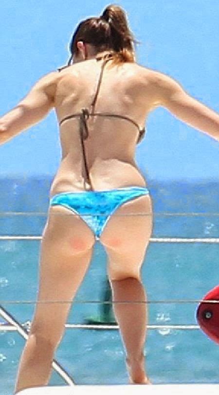 Retro Bikini Jessica Biel Showcases A Blue Bikini Shapes As She Takes To The Ocean In Barbados