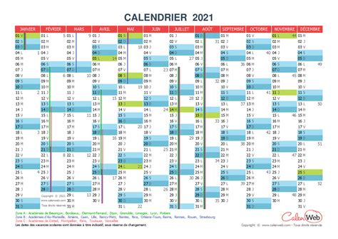Calendrier Scolaire 2021 Vacances Calendrier Semestriel Année 2021