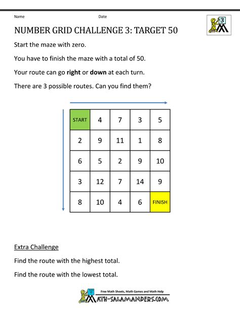 Math Grids Worksheets For Practice 101 Activity