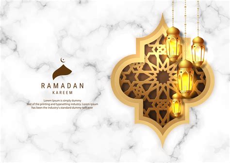 Ramadan Kareem Lanterns On White Marble Background 935604 Vector Art At