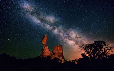 Galaxy Milky Way Stars Desert Night Rocks Stones Wallpapers Hd