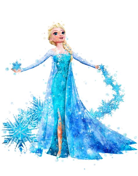 Princess Elsa Print Watercolor Elsa Printable Frozen Elsa Wall Etsy