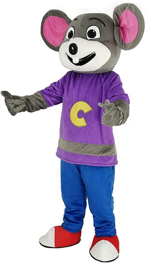 Rushopn Chuck E Cheese Mascot Costume Mouse Costume With Striped Shirt Sports